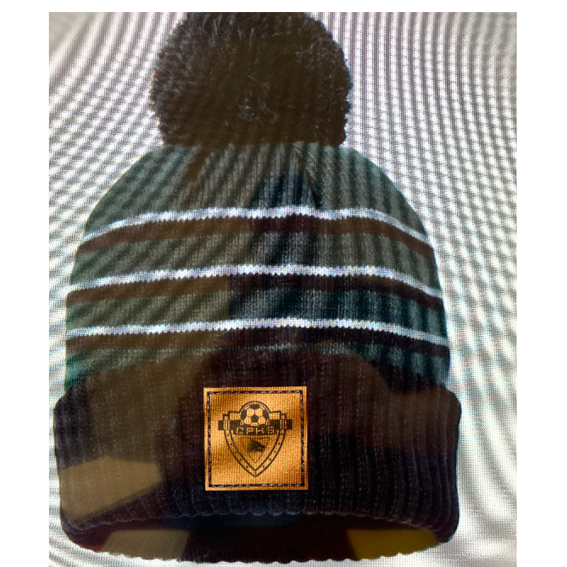 Richardson Leather Patch Stripe Pom Beanie Main Image