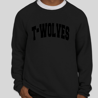 T-WOLVES Black on Black  Sweatshirt Bella + Canvas Ultra Soft Crewneck Sweatshirt
