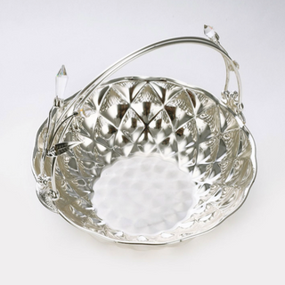 AR0074-Silver Plated Basket with Crystal Handle