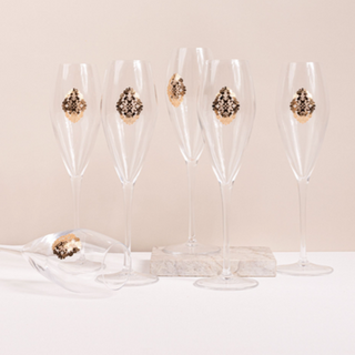 CG0019-Champagne Glass With Rose Gold Detail