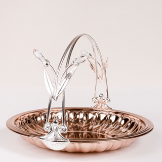 AR0077-Rose gold flat basket with Crystal handle