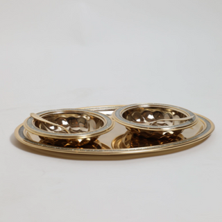 AR0098- Nut Bowl With Tray And Spoon Golden Finish