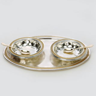 AR0079-Gold Finish Nut Bowl With Tray