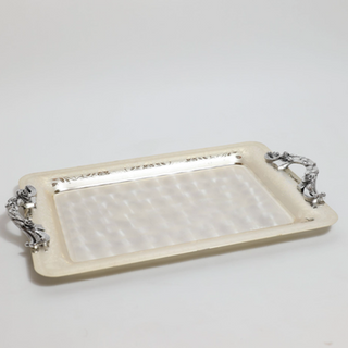 AR0085-Silver Plated Tray With Galvanic Handle