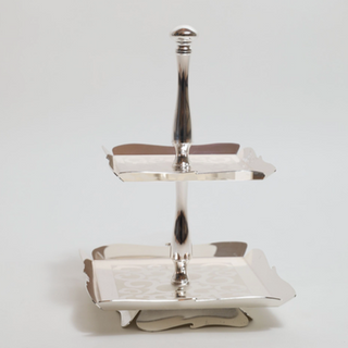 AR0082-Silver Plated 2 Tire Cake Stand