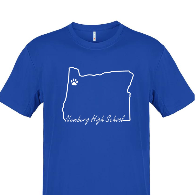 Newberg Oregon White; Blue T-shirt Main Image