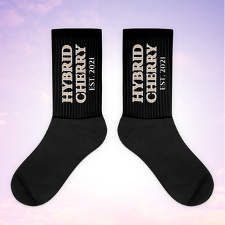 HYBRID CHERRY "EST, 2021" Cushioned Socks (Black/Sand/Tan Font)