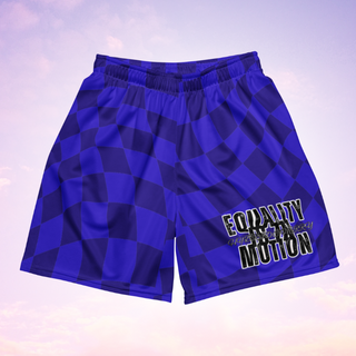 🚨NEW🚨HybridCherry “Equality Is In Motion” Mesh Shorts (Blue/Checkered)