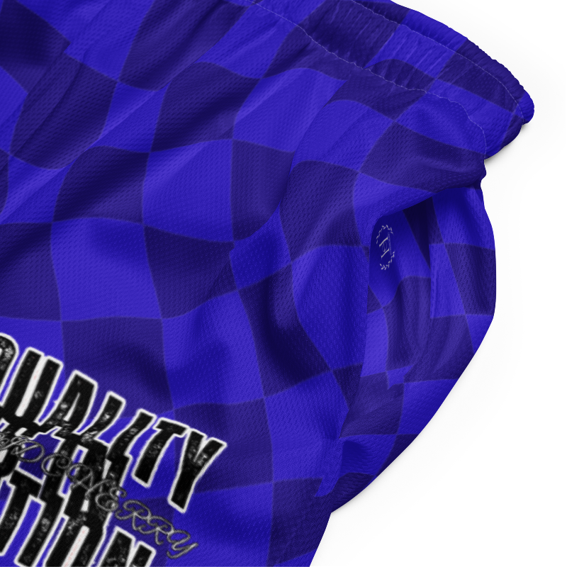 🚨NEW🚨HybridCherry “Equality Is In Motion” Mesh Shorts (Blue/Checkered) - Thumbnail (Preview) 3