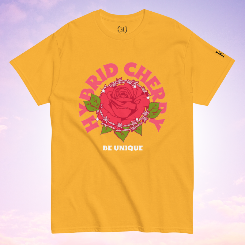 “Be Unique” T-Shirt (Gold/Red Graphic) Main Image