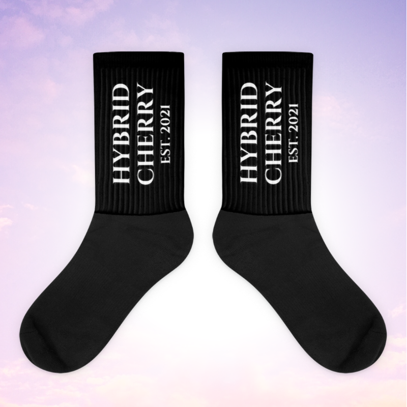 HYBRID CHERRY "EST, 2021" Cushioned Socks (Black/White Font) Main Image