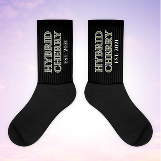 HYBRID CHERRY "EST, 2021" Cushioned Socks (Black/Military Green Font)