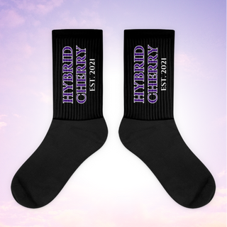 HYBRID CHERRY "EST, 2021" Cushioned Socks (Black/Purple Font)