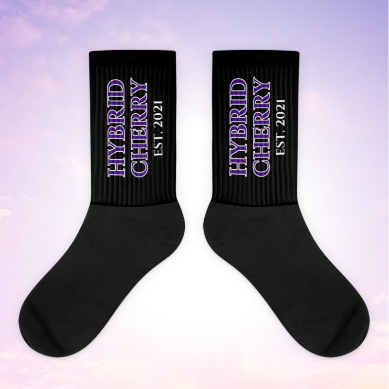 HYBRID CHERRY "EST, 2021" Cushioned Socks (Black/Purple Font) Main Image