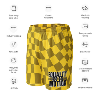 🚨NEW🚨HybridCherry “Equality Is In Motion” Mesh Shorts (Yellow/Checkered) - Thumbnail 2