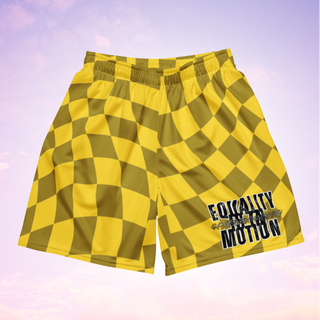 🚨NEW🚨HybridCherry “Equality Is In Motion” Mesh Shorts (Yellow/Checkered)