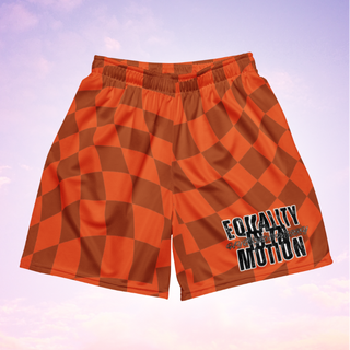 🚨NEW🚨HybridCherry “Equality Is In Motion” Mesh Shorts (Orange/Checkered)