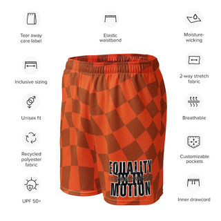 🚨NEW🚨HybridCherry “Equality Is In Motion” Mesh Shorts (Orange/Checkered) - Thumbnail 2