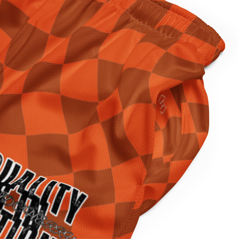 🚨NEW🚨HybridCherry “Equality Is In Motion” Mesh Shorts (Orange/Checkered) - Thumbnail (Preview) 3