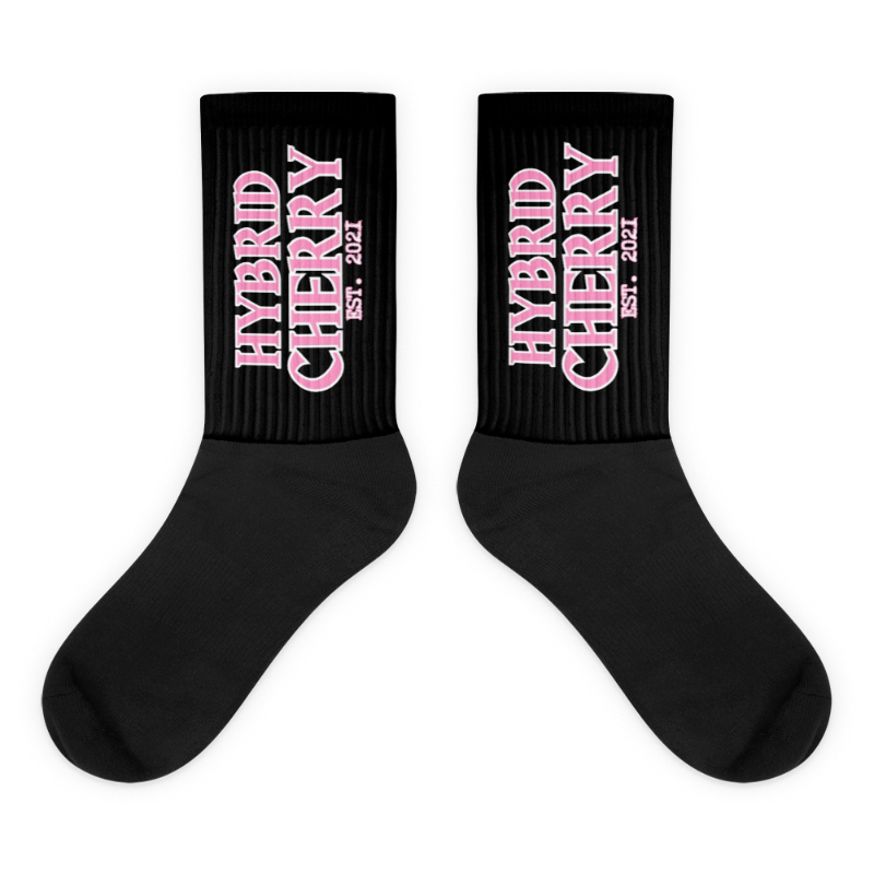 HYBRID CHERRY "EST, 2021" CUSHIONED SOCKS (BLACK/AZALEA/PINK FONT) Main Image