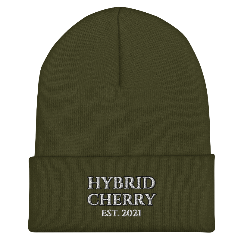 🚨NEW🚨 HYBRIDCHERRY “EST. 2021” Cuffed Beanie (Olive Green) - Thumbnail (Preview) 2