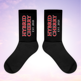 HYBRID CHERRY "EST, 2021" Cushioned Socks (Black/Red Font)