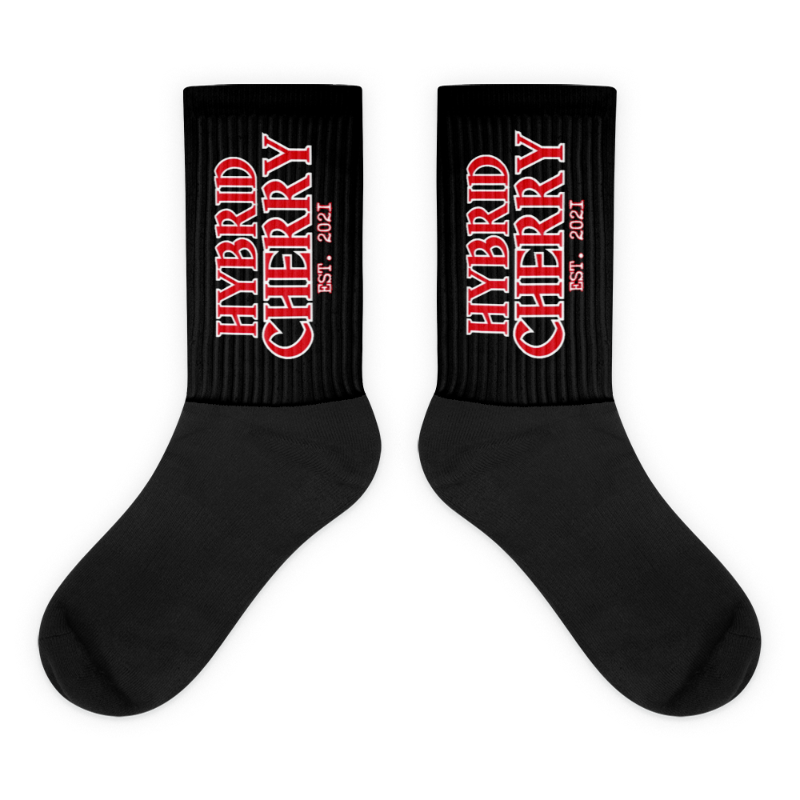 HYBRID CHERRY "EST, 2021" CUSHIONED SOCKS (BLACK/RED FONT)  Main Image