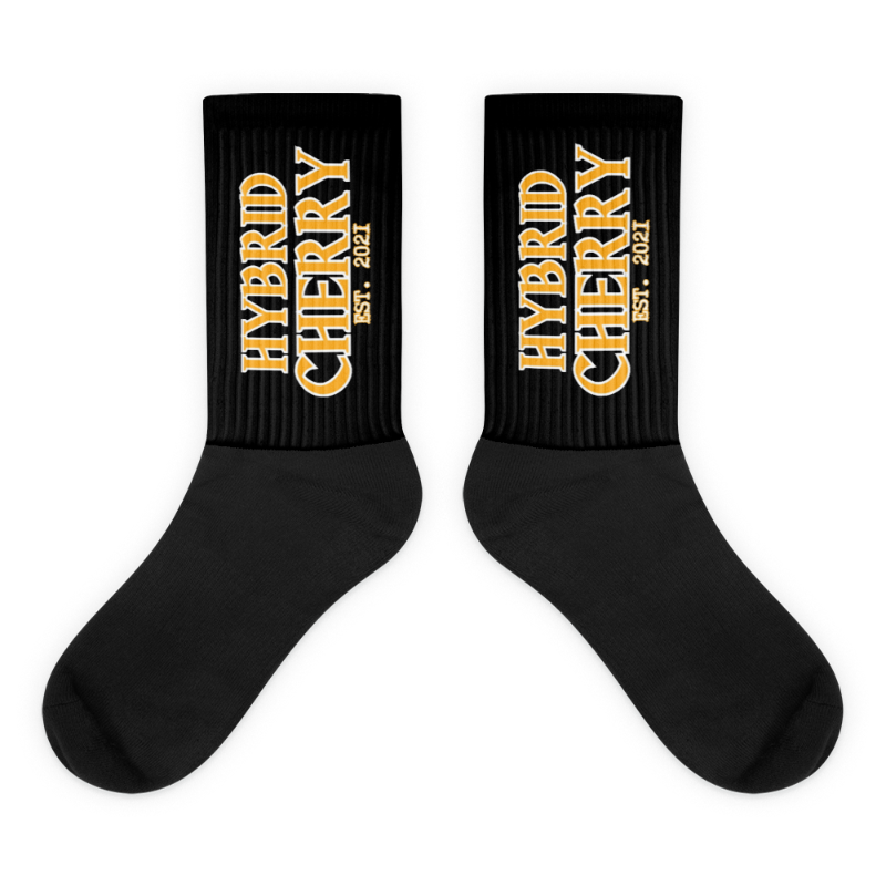 HYBRID CHERRY "EST, 2021" CUSHIONED SOCKS (BLACK/GOLD FONT) Main Image