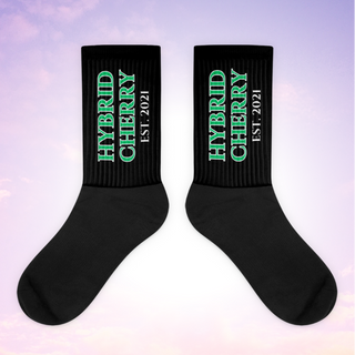 HYBRID CHERRY "EST, 2021" Cushioned Socks (Black/Irish Green Font)