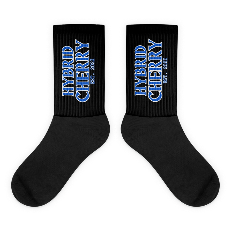 HYBRID CHERRY "EST, 2021" CUSHIONED SOCKS (BLACK/ROYAL BLUE FONT)  Main Image