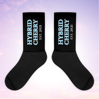 HYBRID CHERRY "EST, 2021" Cushioned Socks (Black/ Sky Blue Font)