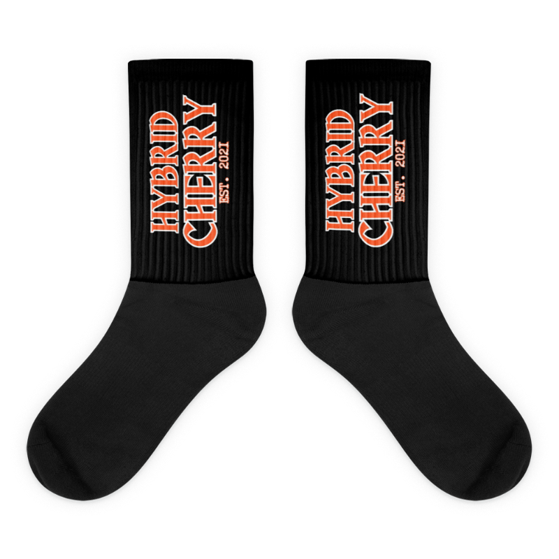 HYBRID CHERRY "EST, 2021" CUSHIONED SOCKS (BLACK/ORANGE FONT) Main Image