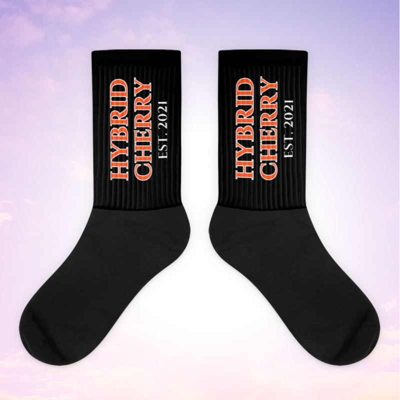 HYBRID CHERRY "EST, 2021" Cushioned Socks (Black/Orange Font) Main Image