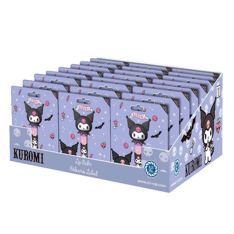 (DKUR-803) KUROMI - DISPLAY*24 BAUME A LEVRES BOUCHON 3D, PARFUM CERISE 4,5GR
