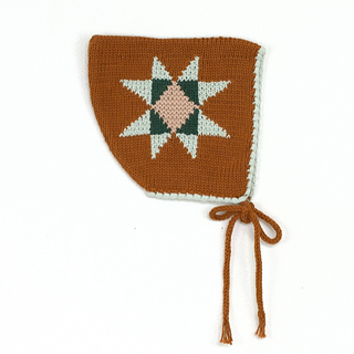 patchwork quilt bonnet. acorn