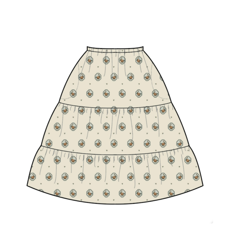 pima tiered skirt. cameo floral