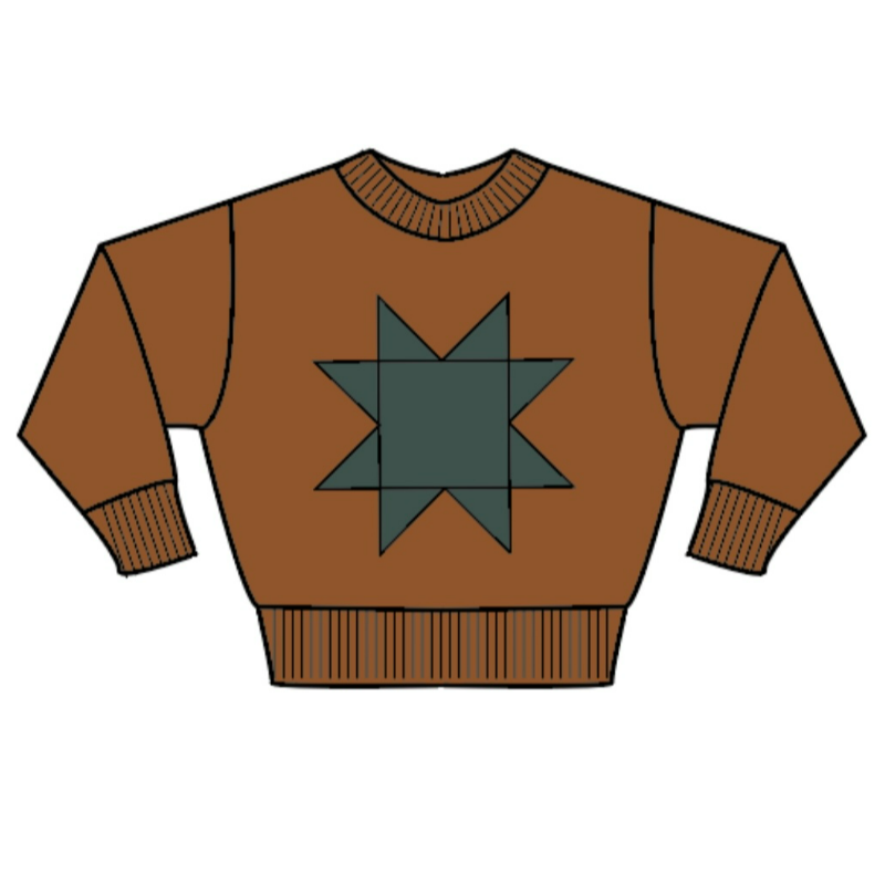 pima patchwork sweatshirt. acorn