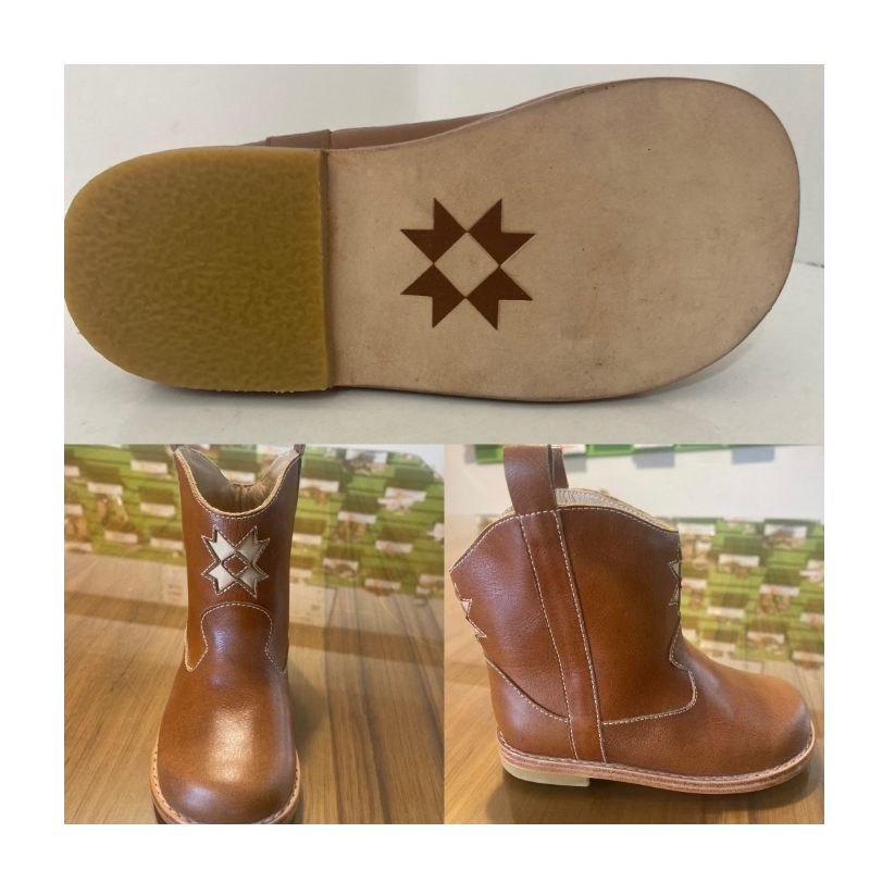 patchwork star leather boots