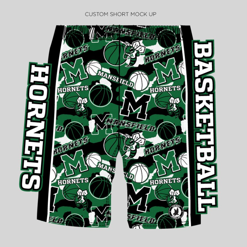 Boys & Mens Shorts-MANSFIELD BASKETBALL DESIGN Main Image