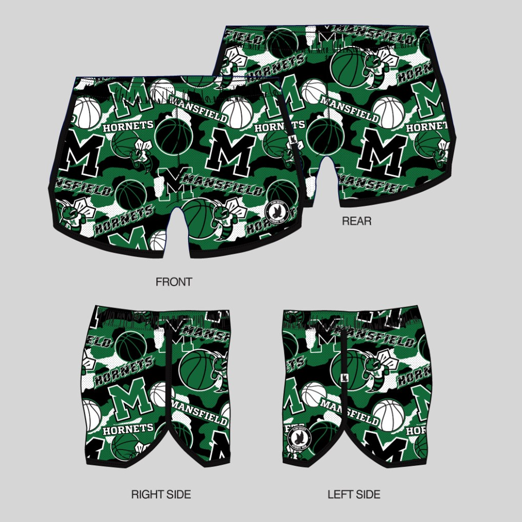 Girls & Women's Shorts-MANSFIELD BASKETBALL DESIGN Main Image