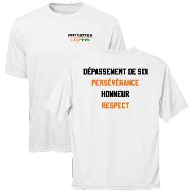 ATC Pro Team Short Sleeve Tee. S350- Blanc- écriture Patriotes VALEURS