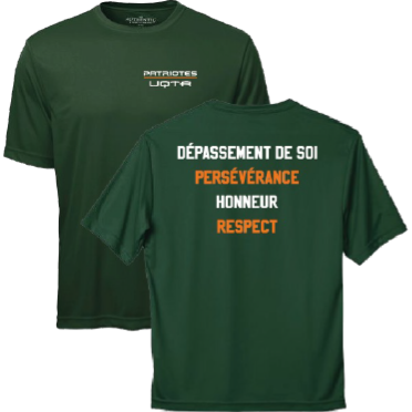 ATC Pro Team Short Sleeve Tee. S350- Vert- écriture Patriotes VALEURS