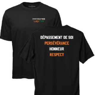 ATC Pro Team Short Sleeve Tee. S350- Noir- écriture Patriotes VALEURS (modèle unisexe)