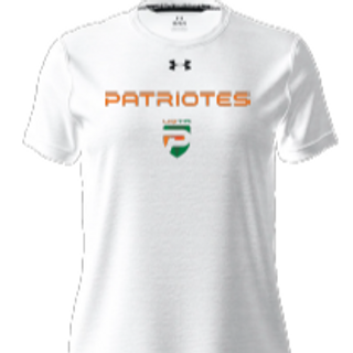 UA W's team tech shortsleeve- Blanc- écriture Patriotes Logo
