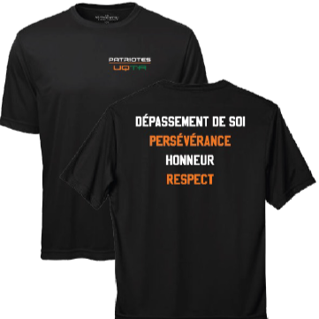 ATC Pro Team Short Sleeve Tee. S350- Noir- écriture Patriotes VALEURS