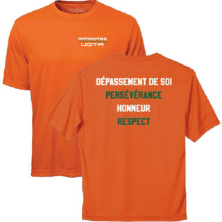 ATC Pro Team Short Sleeve Tee. S350- Orange- écriture Patriotes VALEURS