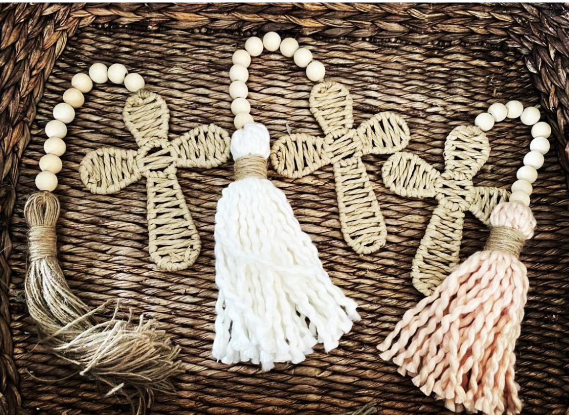 Welcome beads with woven cross