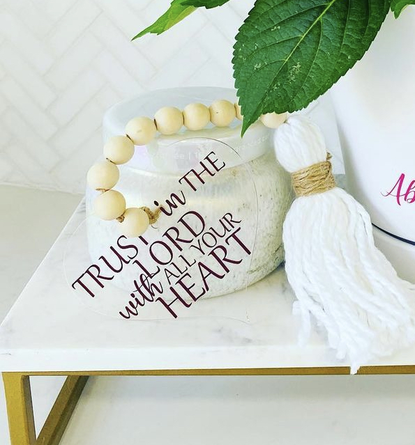 Acrylic Heart Bible verse with tassel