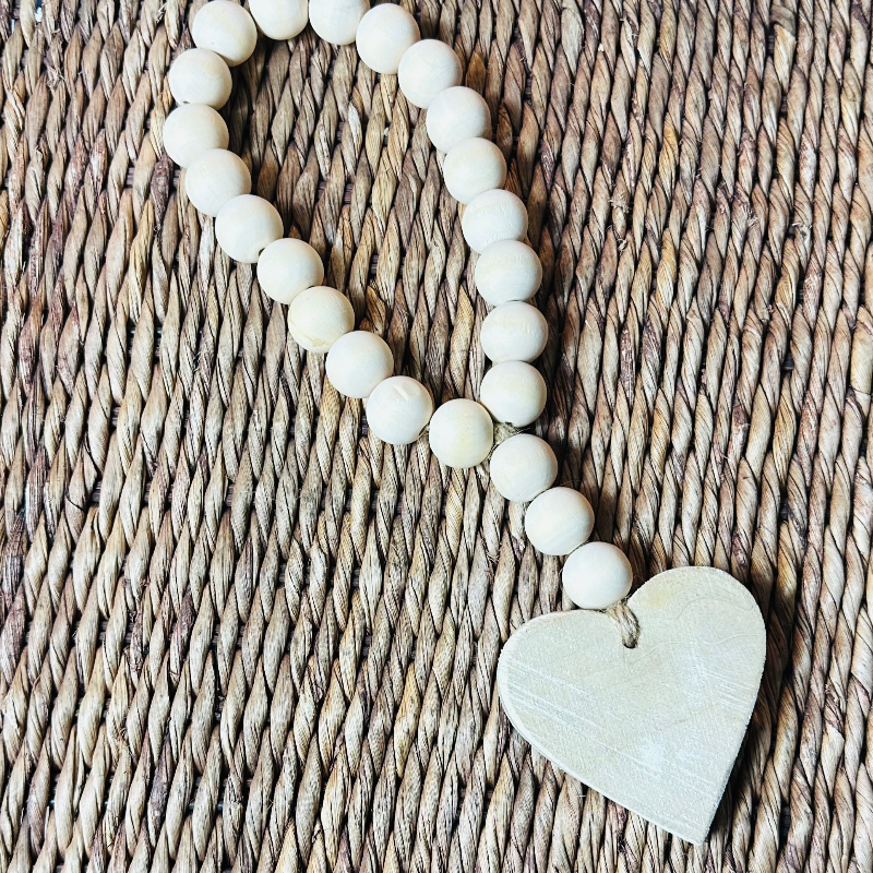 wood bead door hanger with heart