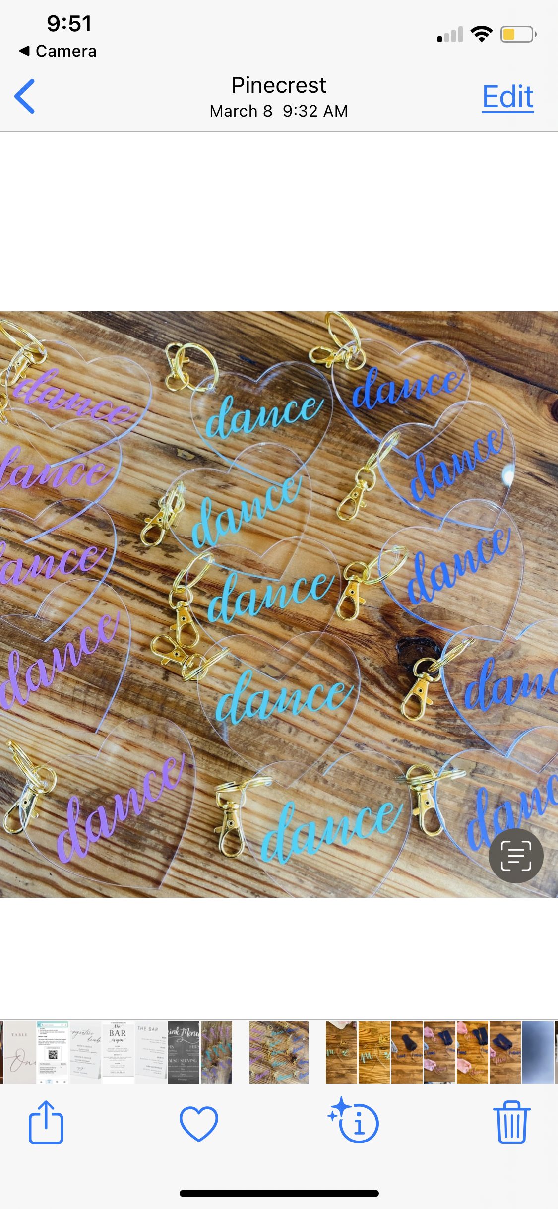 Personalized acrylic heart keychain